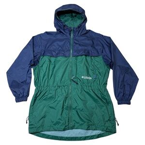 Columbia Women’s Packable Hooded Full Zip Jacket Blue Green Size Small